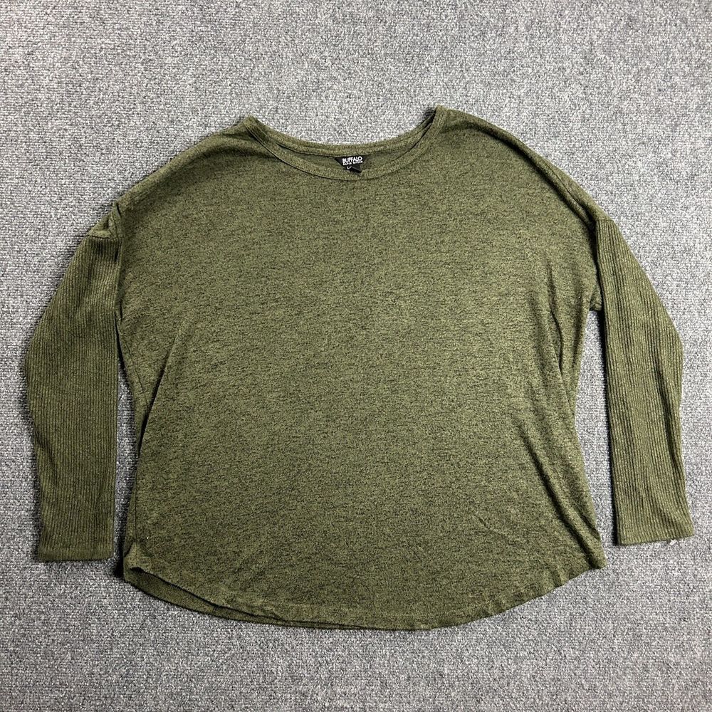 Buffalo David Bitton Sweater Womens XL Green Knit Casual Viscose Blend